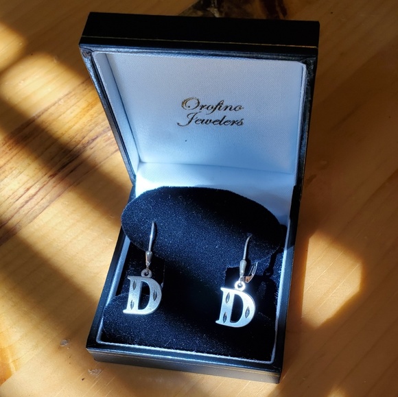 Sterling Silver Diamond Cut Initial Earrings - Picture 7 of 7